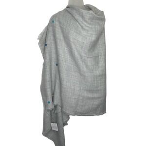 Savida‎ Grey Disc Scarf Rectangle Blanket Wrap Fringe 39 X 74 New with Tags